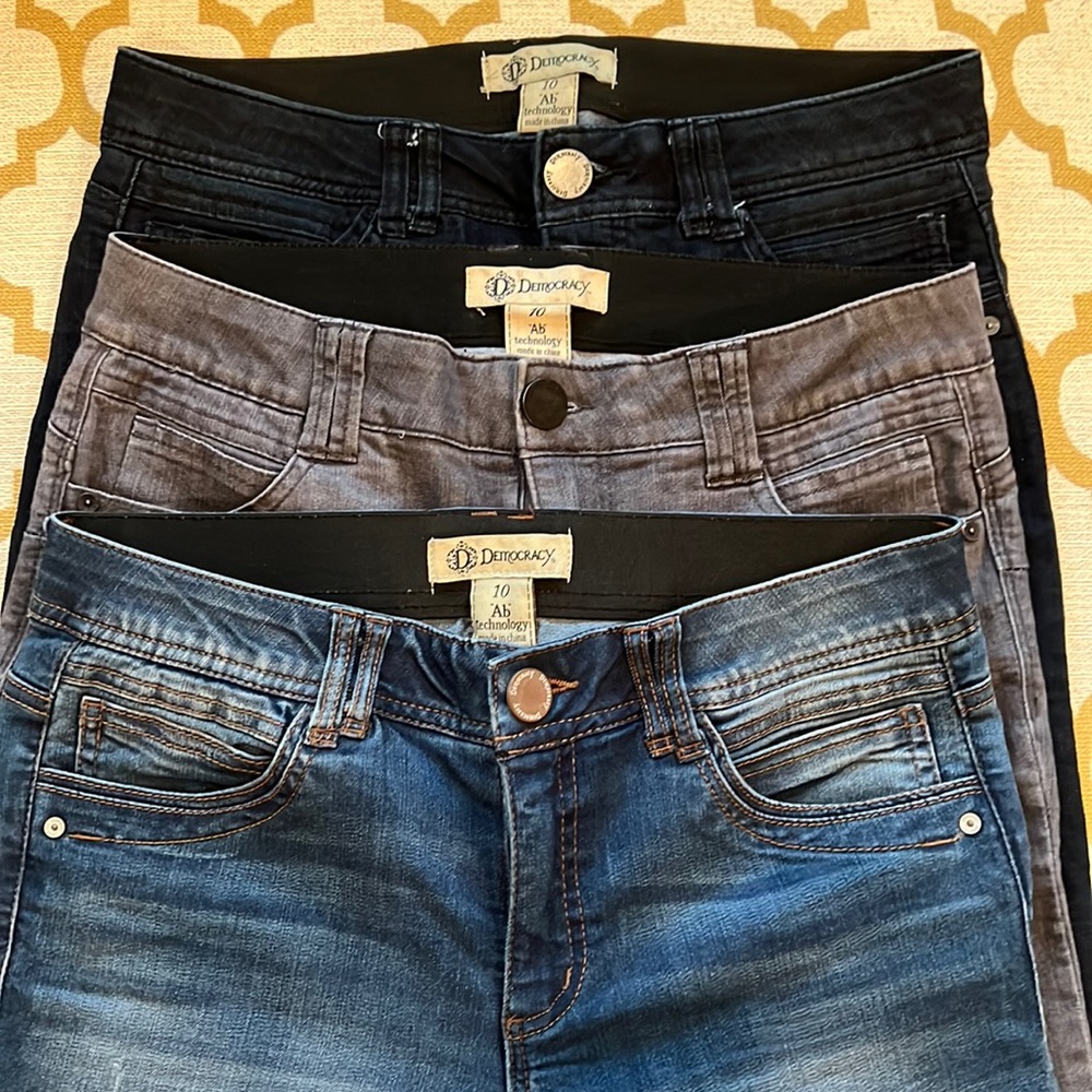 Lot 3 democracy Ab Technology Skinny Jeans. Black, Gray & Blue